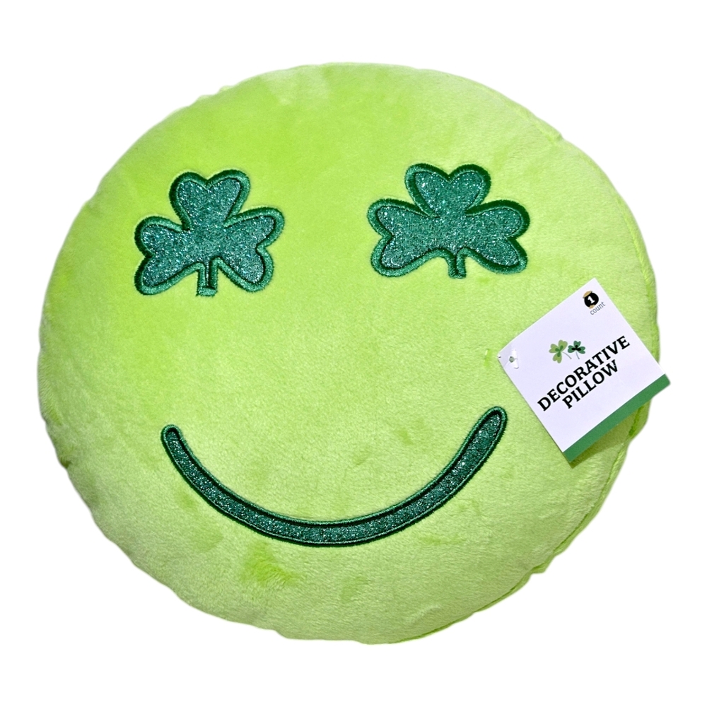 St. Patrick's Smiley Face Green Plush Pillow Bullseye's Playground Target New